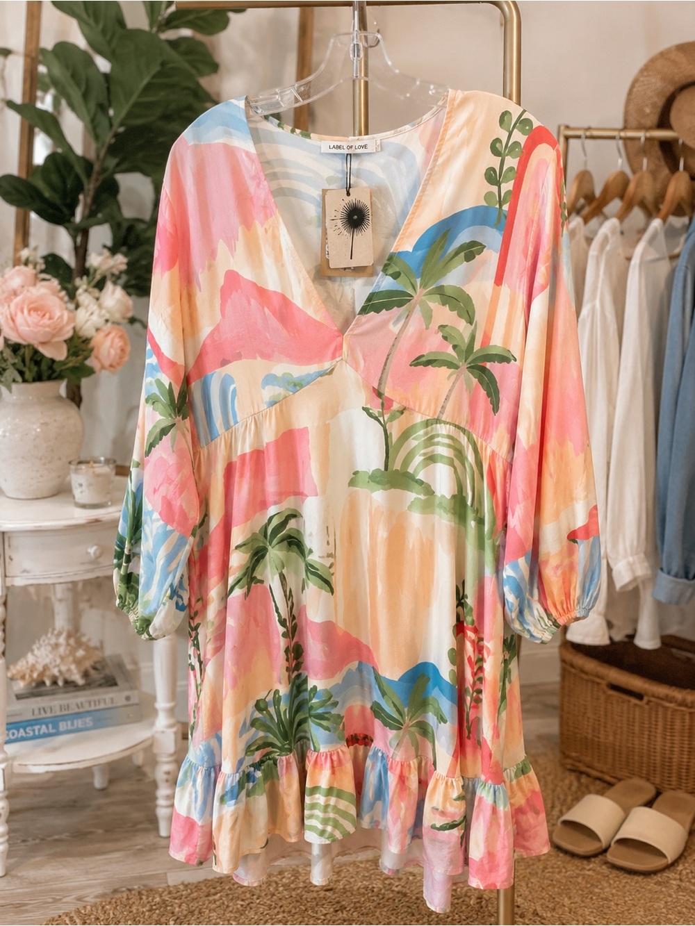Label of Love Avalon Anthropologie Tropical Mini Dress NWT Large